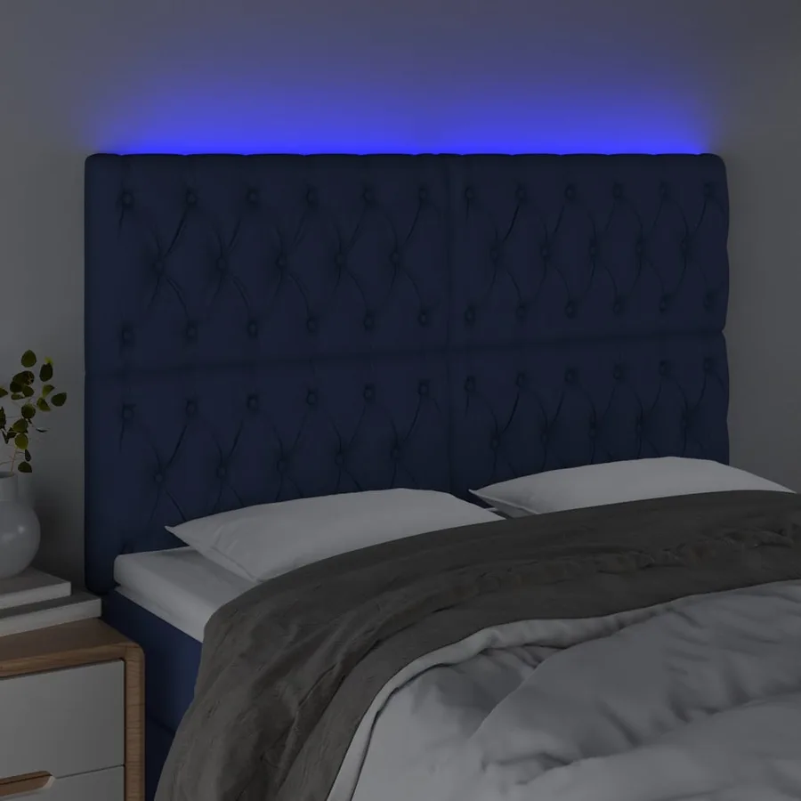 Tête de lit à LED Bleu 144x7x118/128 cm Tissu - 3