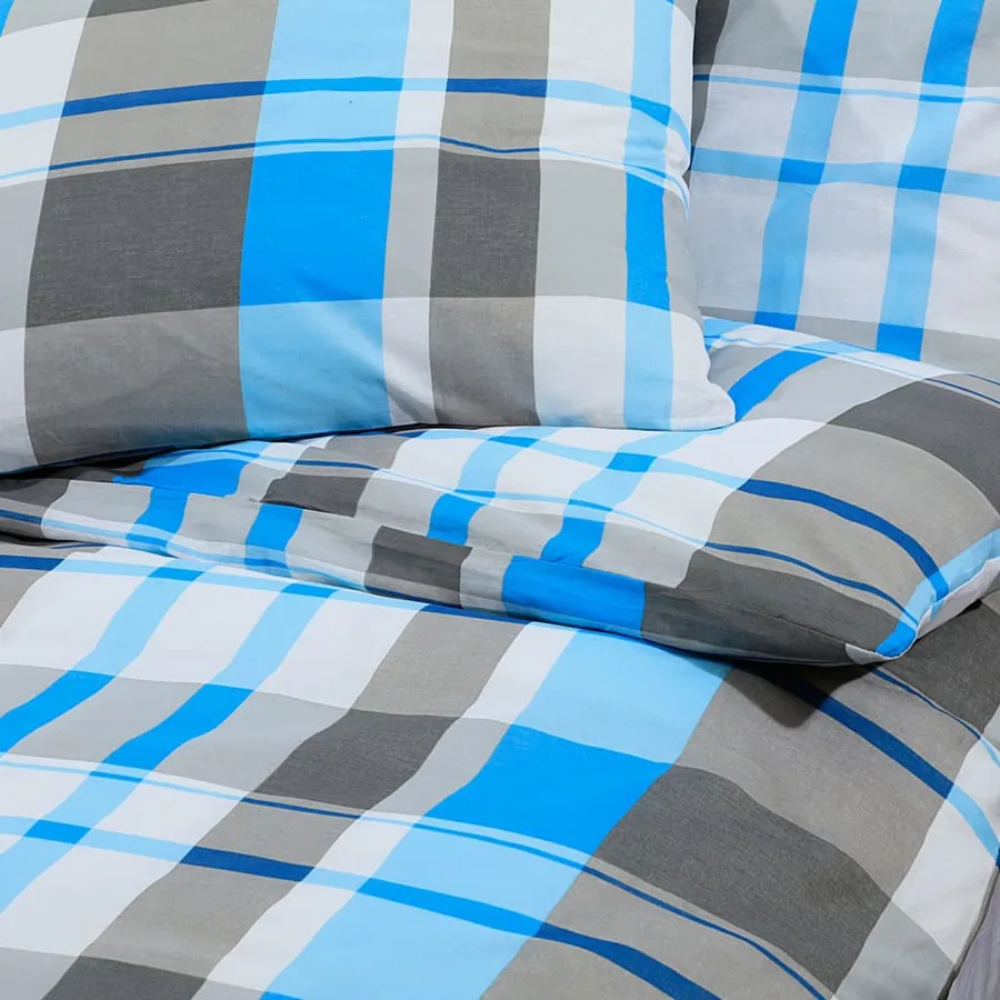 Ensemble de housse de couette Bleu et gris 135x200 cm Coton - 7