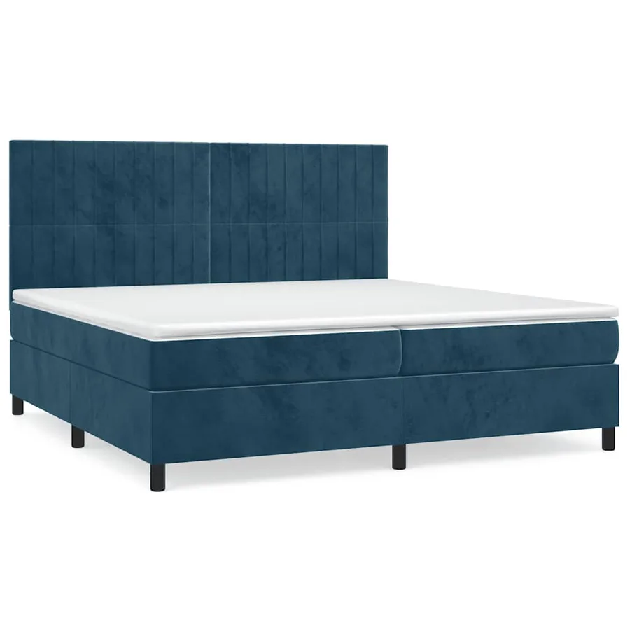 Sommier à lattes de lit et matelas Bleu foncé 200x200cm Velours - 2