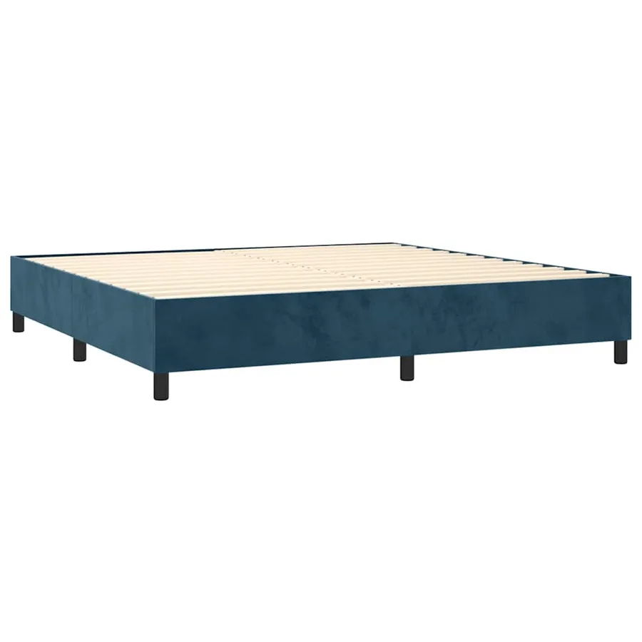 Sommier à lattes de lit et matelas Bleu foncé 200x200cm Velours - 4