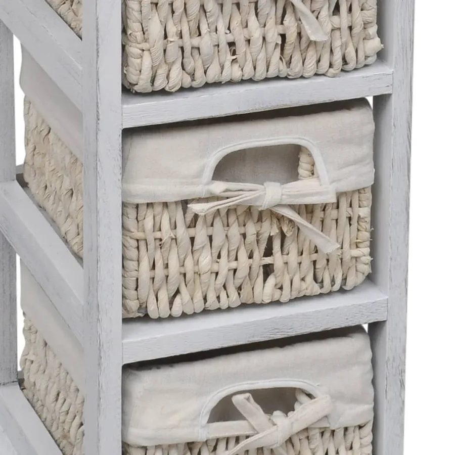 Étagère de rangement en bois 3 paniers en tissage Blanc - 4