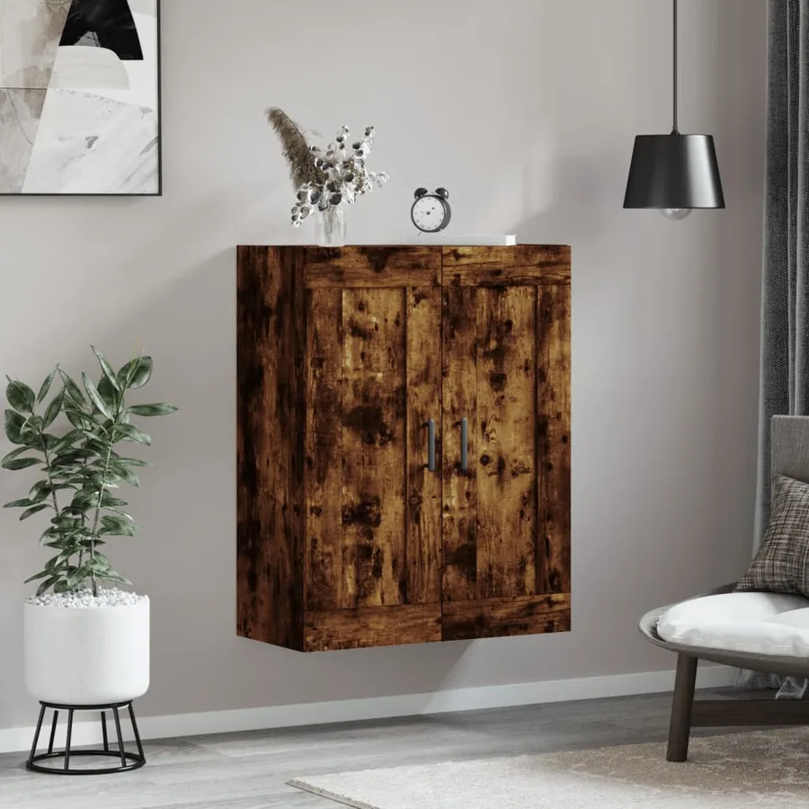 Armoire murale chêne fumé 69,5x34x90 cm bois d'ingénierie - 3