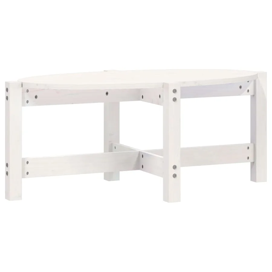 Table basse Blanc 87x48x35 cm Bois massif de pin - 2