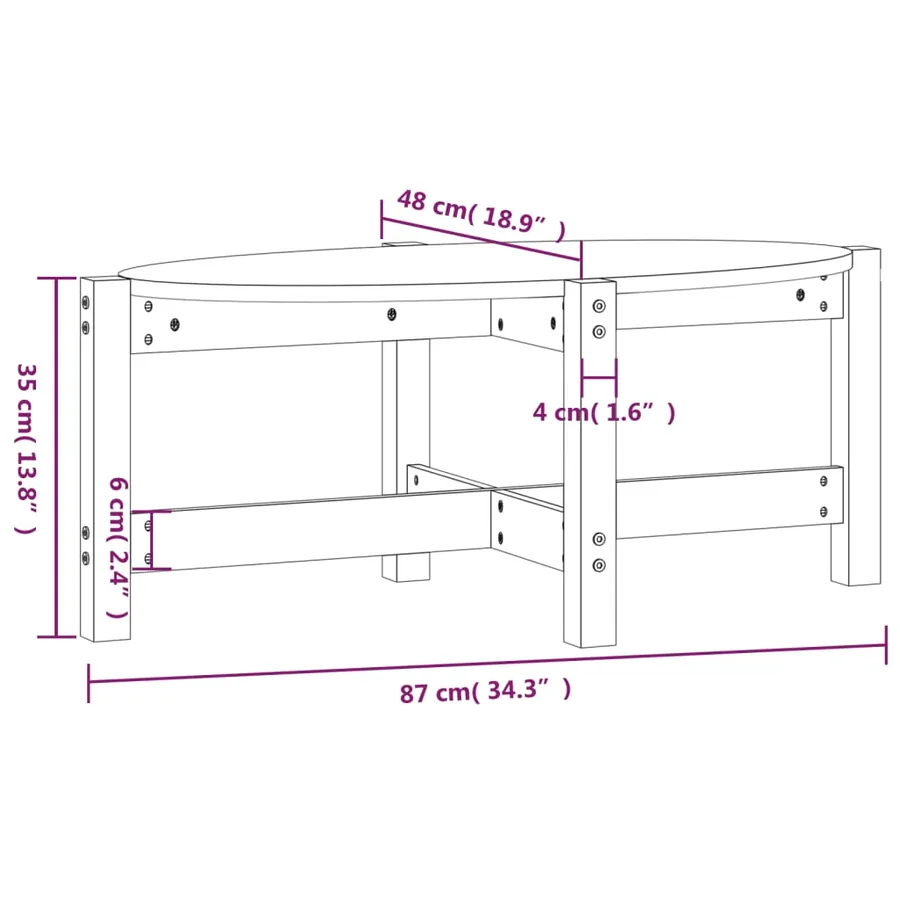 Table basse Blanc 87x48x35 cm Bois massif de pin - 8