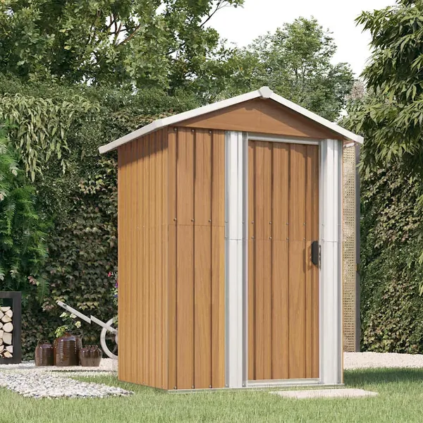Abri de jardin marron 126 x 97,5 x 177 cm en acier galvanisé
