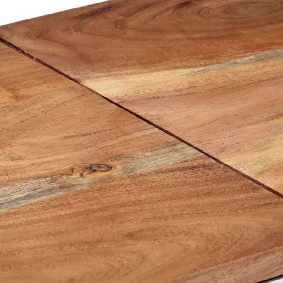 Table console argenté acier inoxydable et bois massif d'acacia - 6