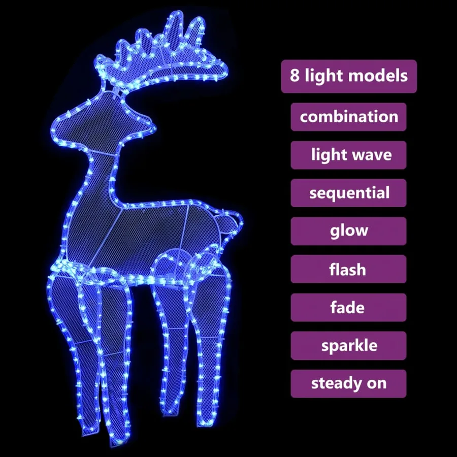 Décoration de Noël de renne avec maille 306 LED 60x24x89 cm - 4