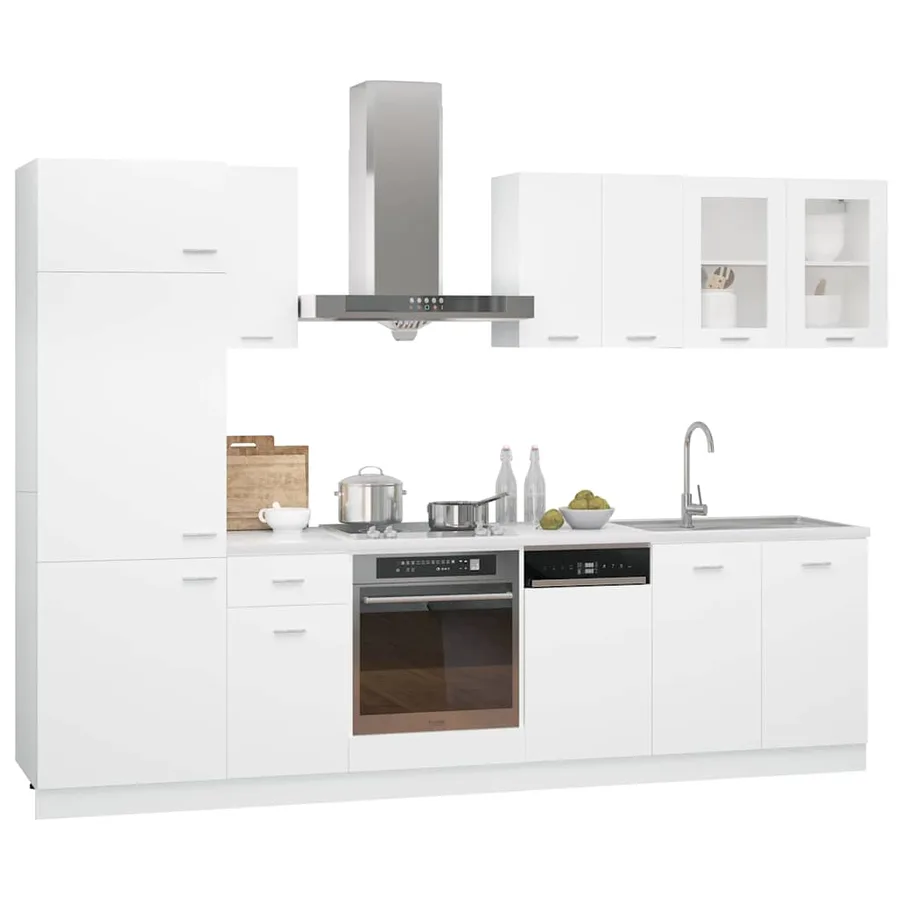 Ensemble de 8 meubles de cuisine "Lyon" en bois d'ingénierie blanc - 2