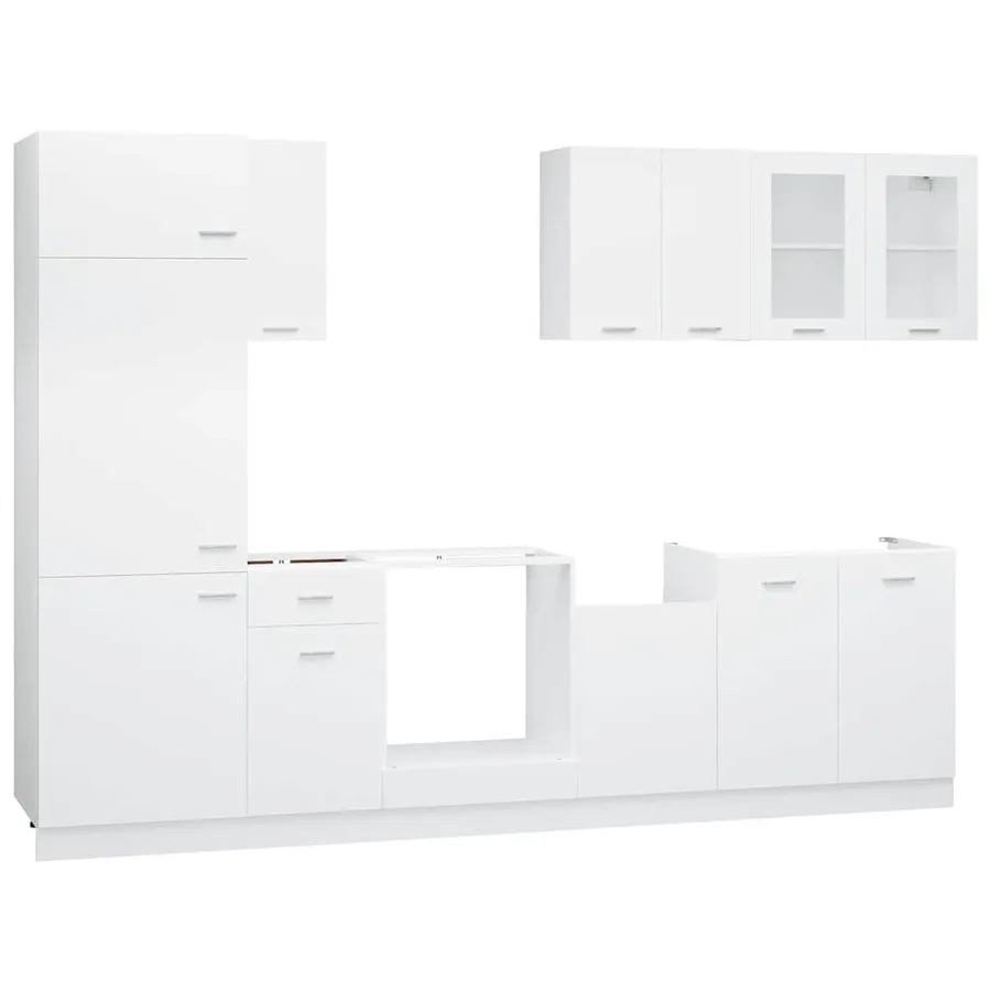 Ensemble de 8 meubles de cuisine "Lyon" en bois d'ingénierie blanc - 3