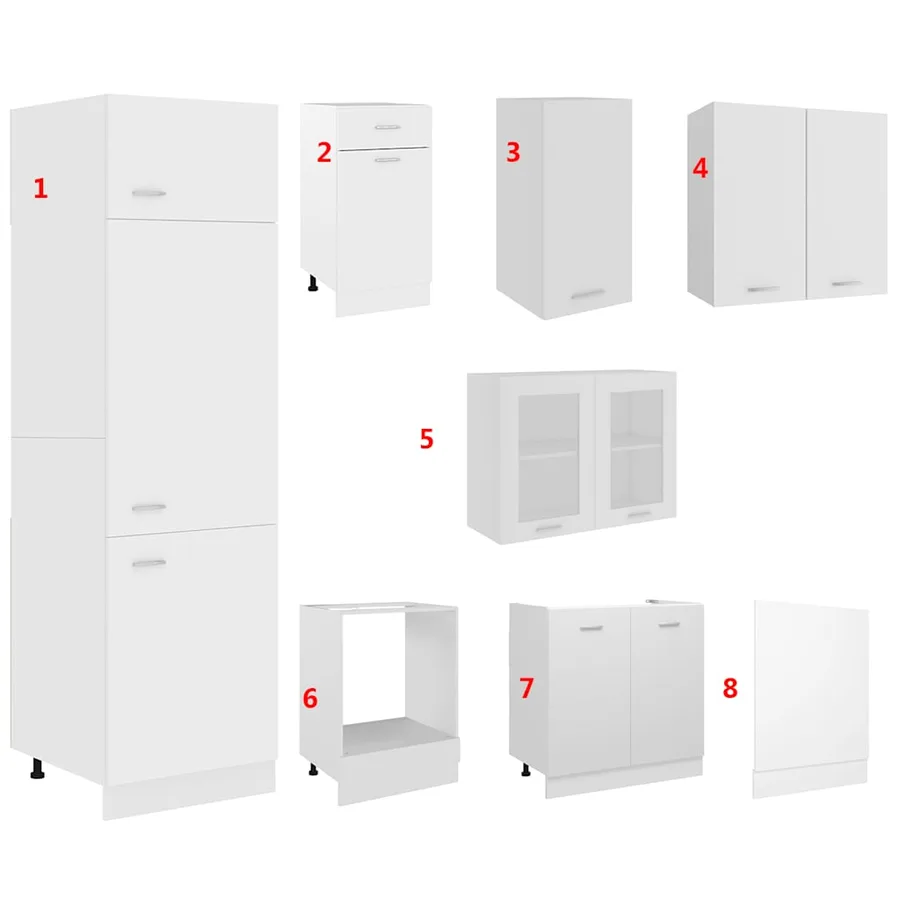 Ensemble de 8 meubles de cuisine "Lyon" en bois d'ingénierie blanc - 9