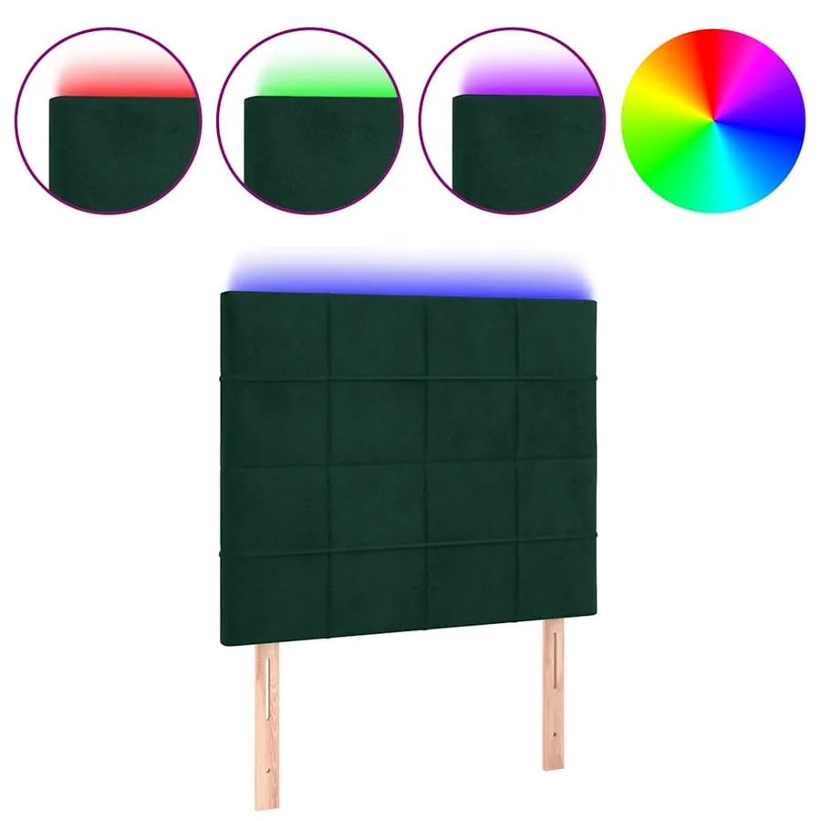 Tête de lit à LED Vert foncé 100x5x118/128 cm Velours - 2