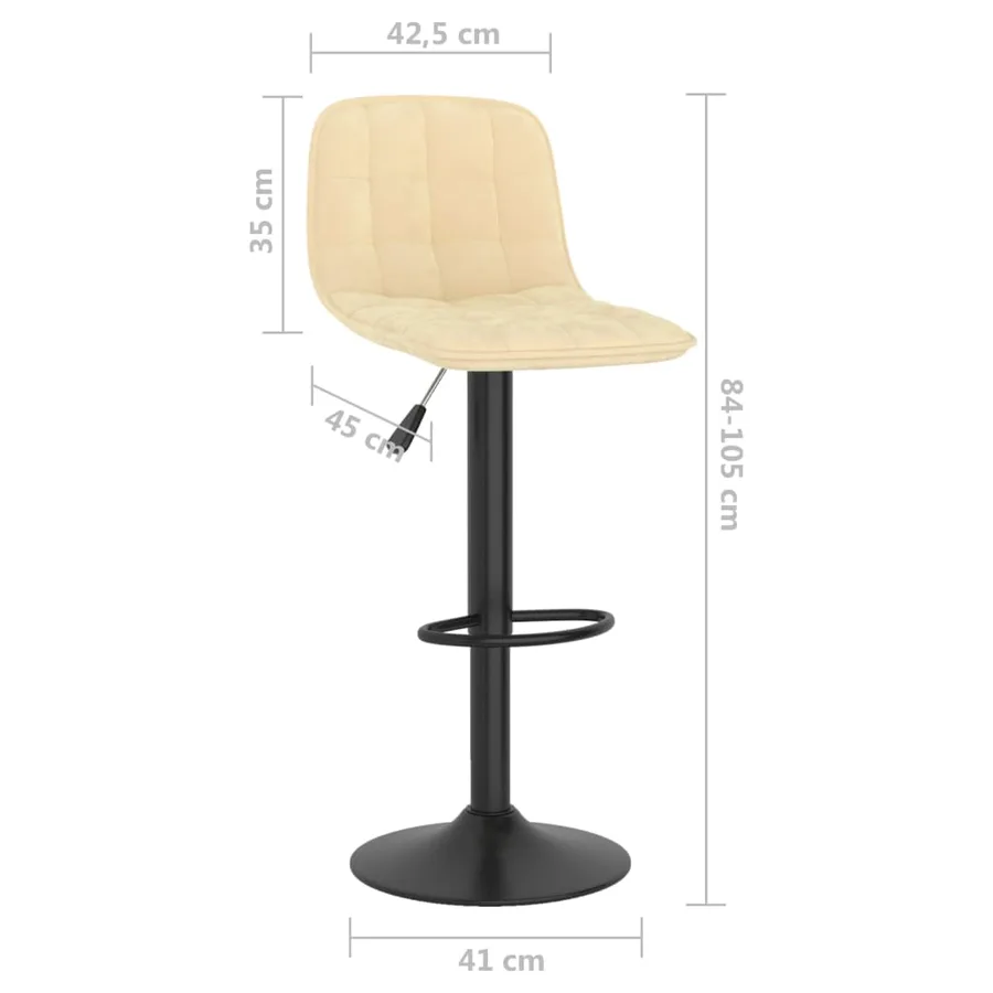 Tabourets de bar lot de 2 crème velours - 10