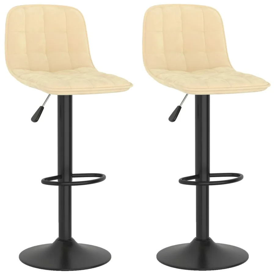 Tabourets de bar lot de 2 crème velours - 2