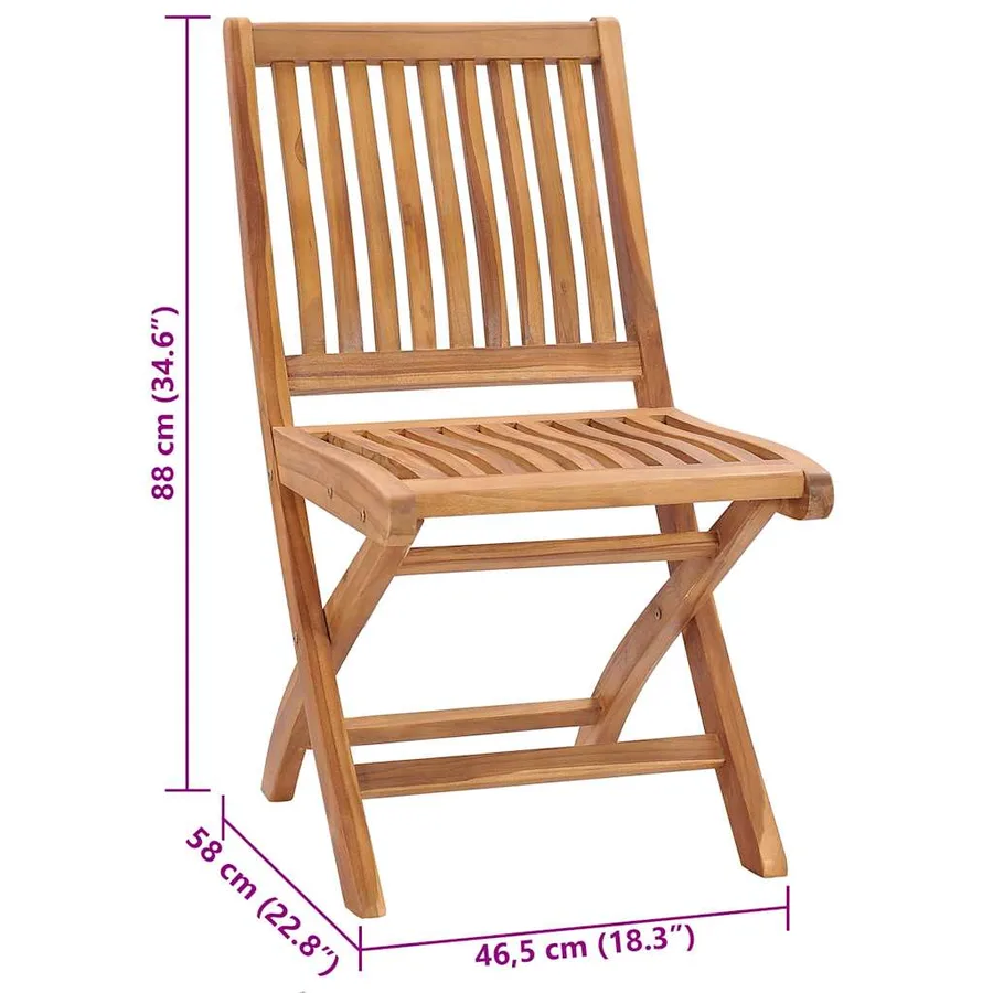 Chaises de jardin lot de 2 et coussins rouge Bois teck massif - 11
