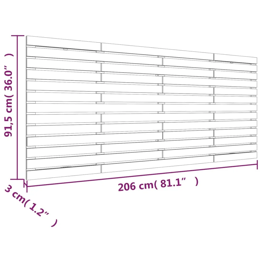 Tête de lit murale Gris 206x3x91,5 cm Bois massif de pin - 8
