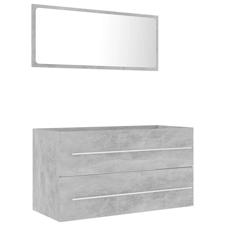 Ensemble de meubles de salle de bain 2 pcs Gris béton Aggloméré - 2