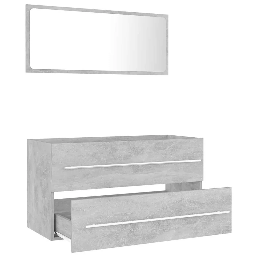 Ensemble de meubles de salle de bain 2 pcs Gris béton Aggloméré - 3