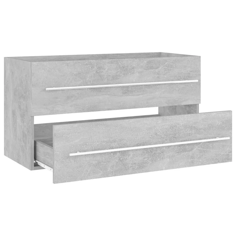 Ensemble de meubles de salle de bain 2 pcs Gris béton Aggloméré - 8