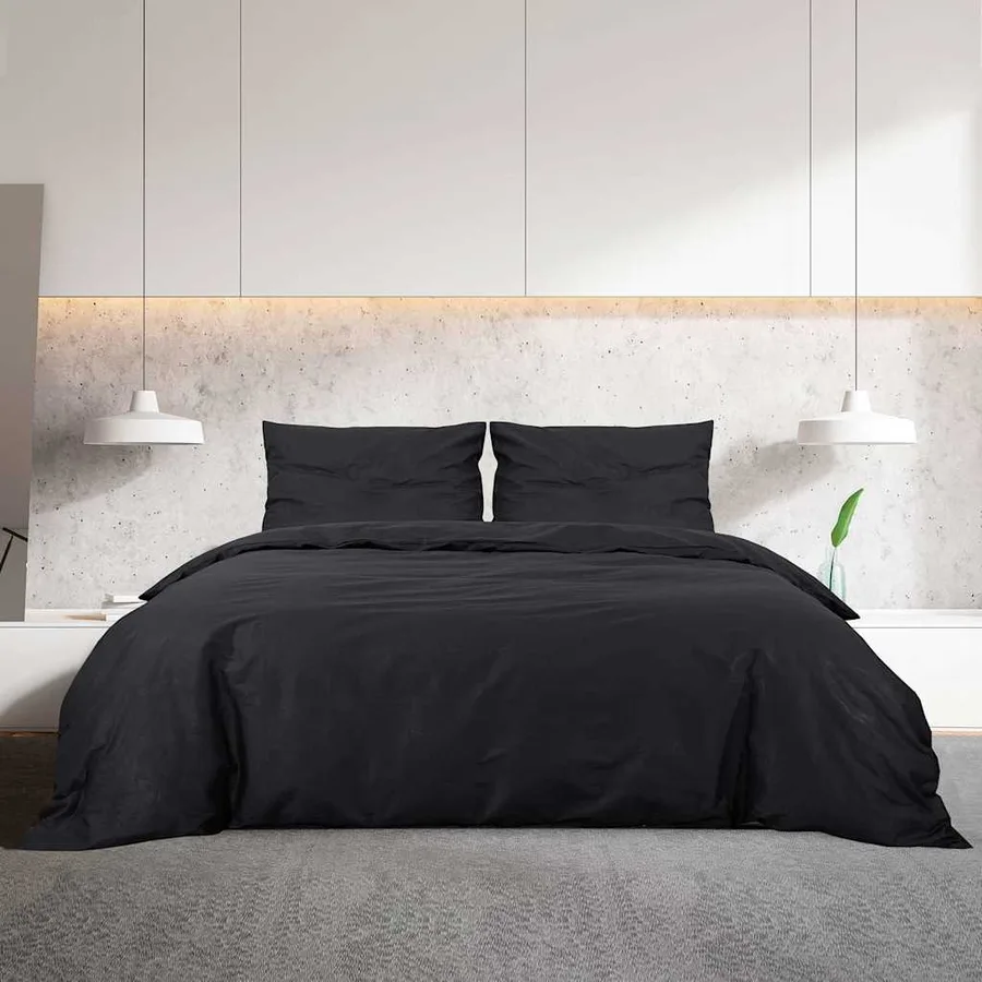 Ensemble de housse de couette Noir 200x220 cm Coton - 3