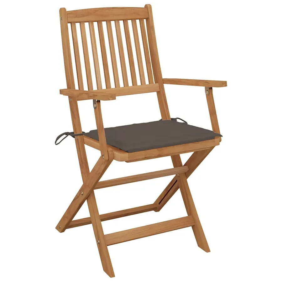Chaises pliables de jardin lot de 8 avec coussins Bois d'acacia - 3