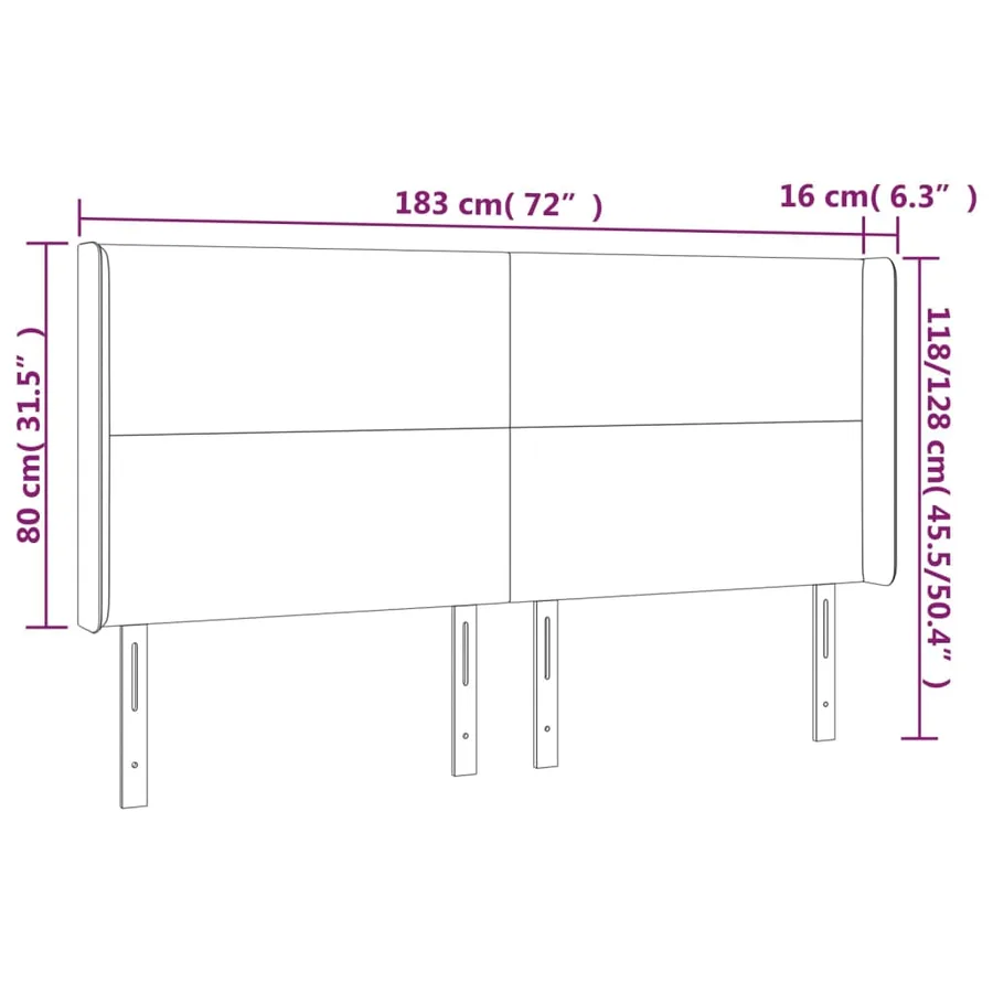 Tête de lit avec oreilles Marron foncé 183x16x118/128 cm Tissu - 9
