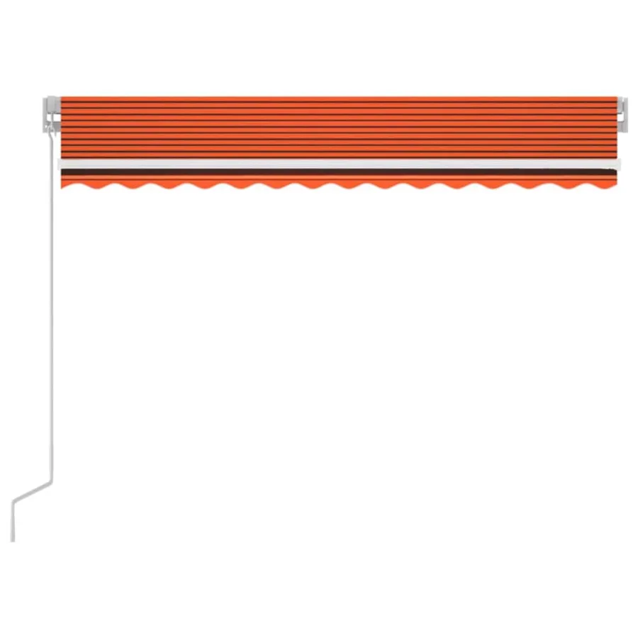 Auvent manuel rétractable avec LED 350x250 cm Orange et marron - 3