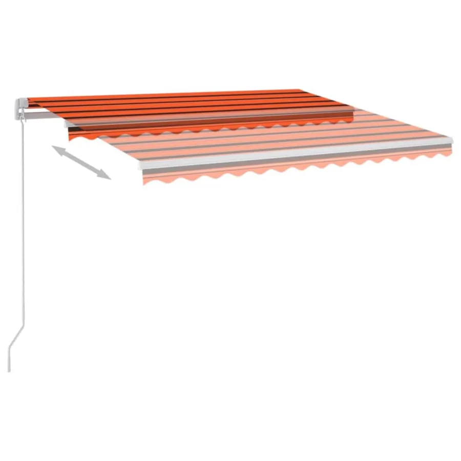 Auvent manuel rétractable avec LED 350x250 cm Orange et marron - 6