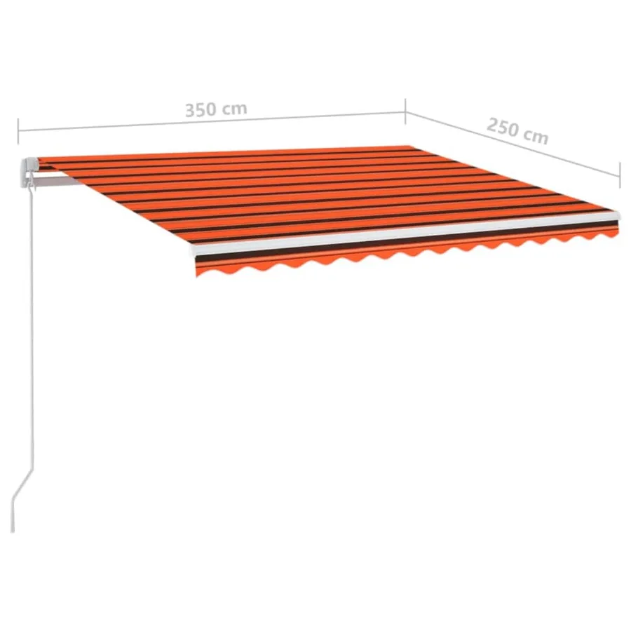 Auvent manuel rétractable avec LED 350x250 cm Orange et marron - 7