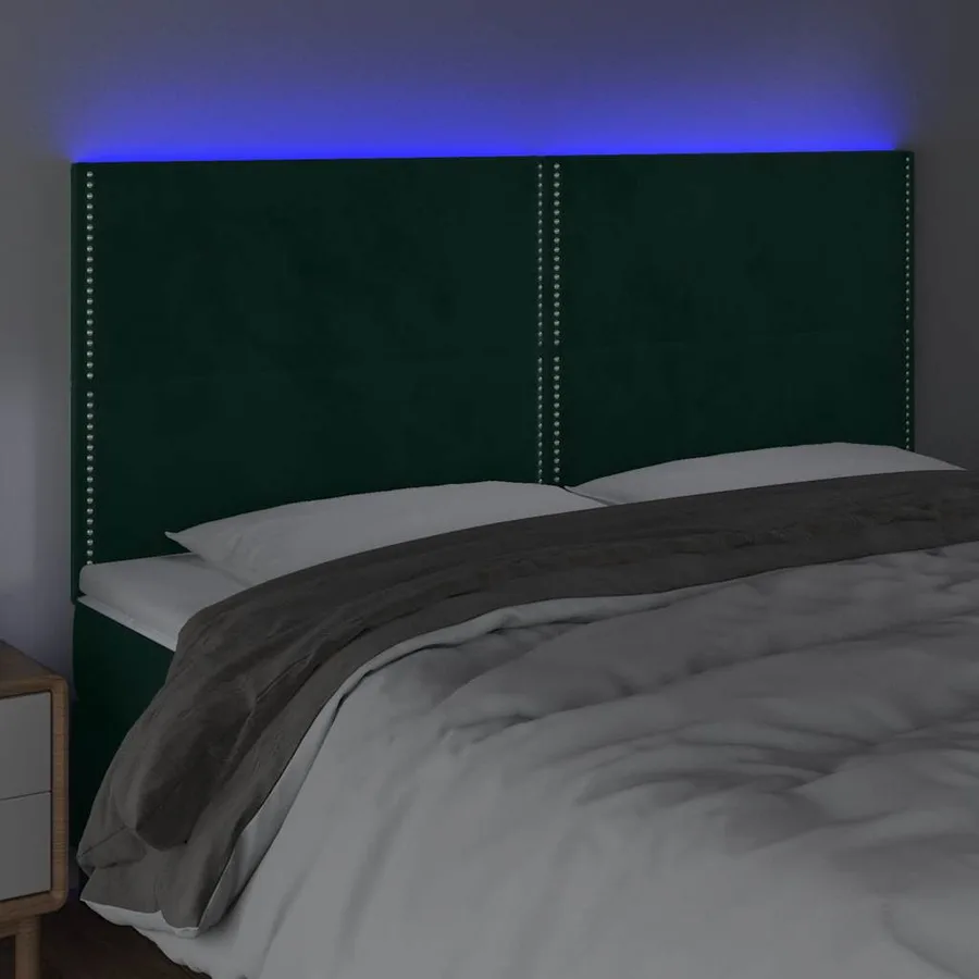 Tête de lit à LED Vert foncé 200x5x118/128 cm Velours - 3