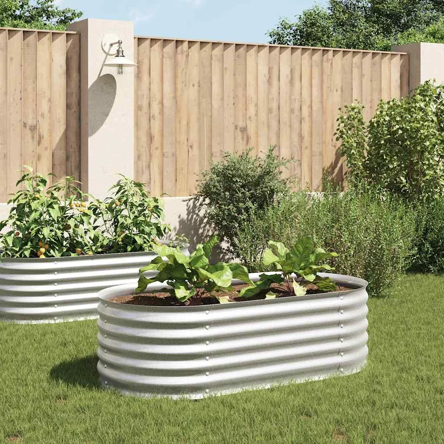 Lit surélevé de jardin 160x80x44 cm Acier galvanisé Argenté