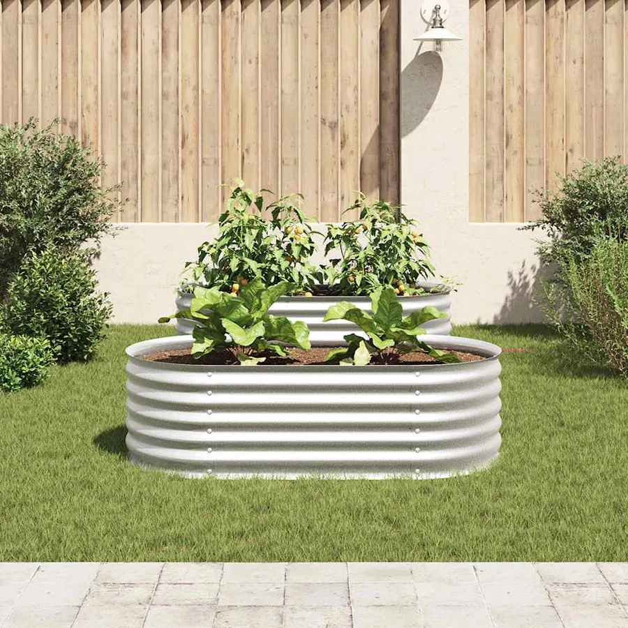 Lit surélevé de jardin 160x80x44 cm Acier galvanisé Argenté - 3