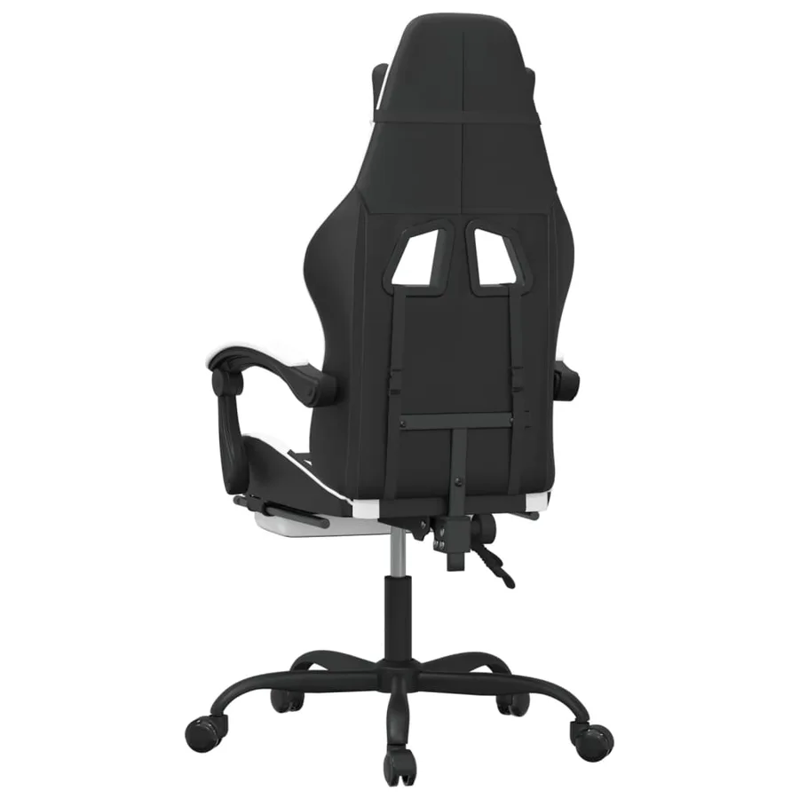 Chaise de jeu pivotante et repose-pied Noir et blanc Similicuir - 5