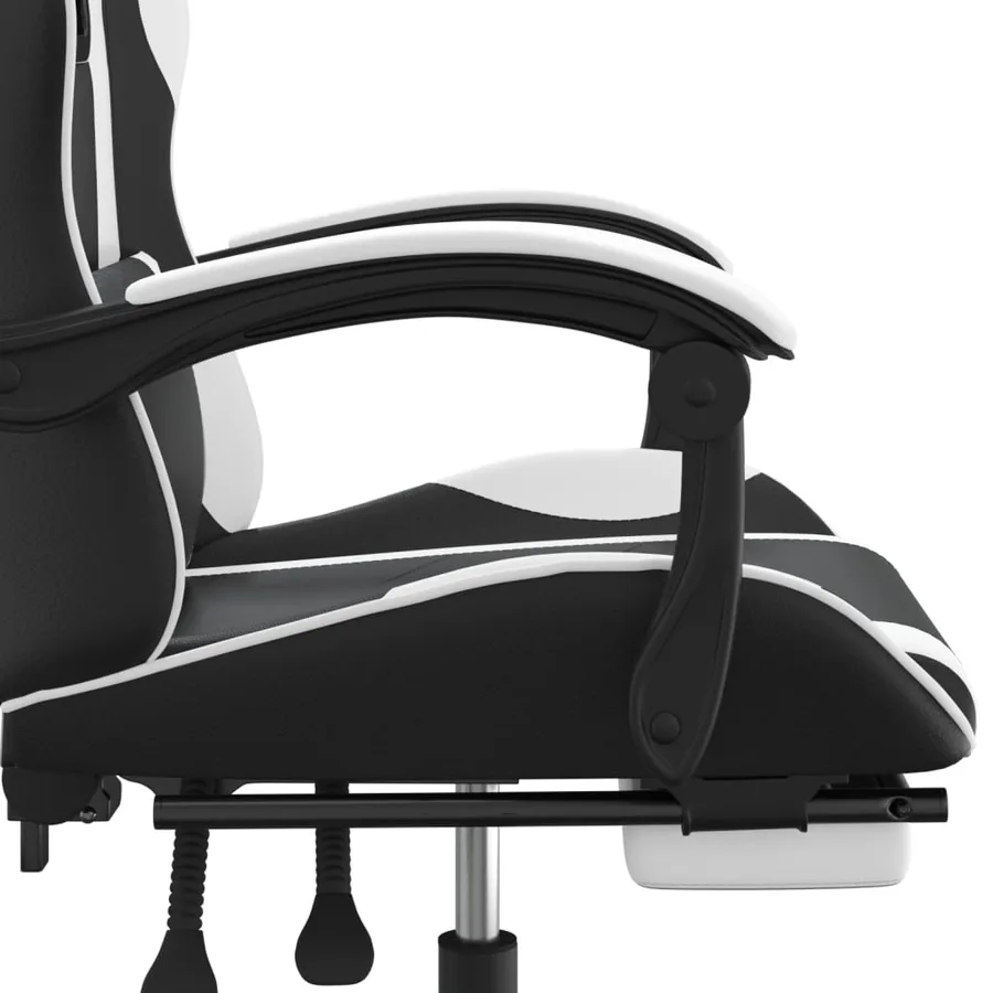 Chaise de jeu pivotante et repose-pied Noir et blanc Similicuir - 8