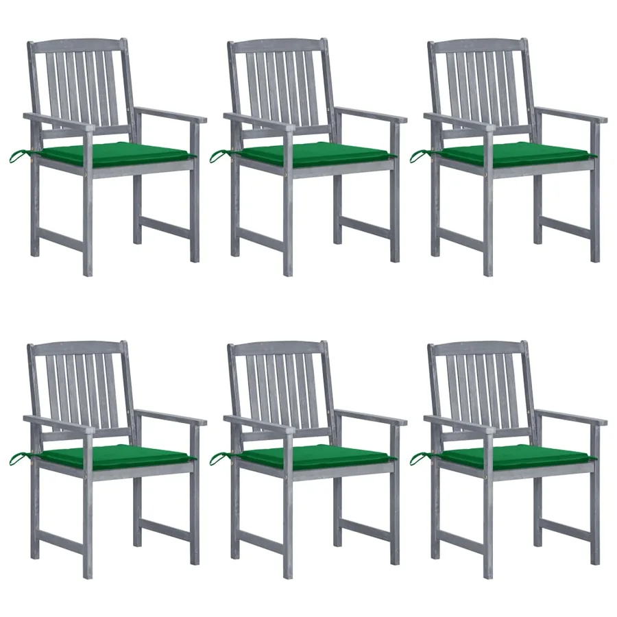 Chaises de jardin et coussins lot de 6 Bois acacia massif Gris