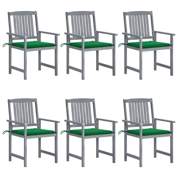 Chaises de jardin et coussins lot de 6 Bois acacia massif Gris