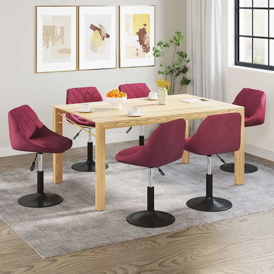 Chaises à manger pivotantes lot de 6 rouge bordeaux velours