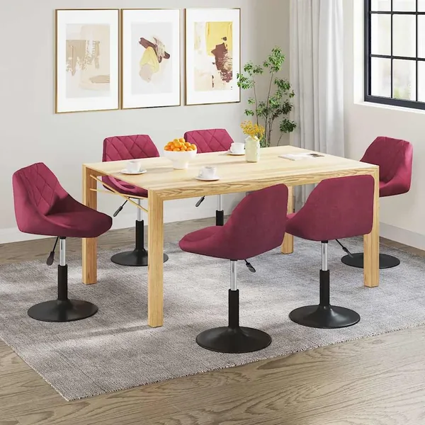 Chaises à manger pivotantes lot de 6 rouge bordeaux velours