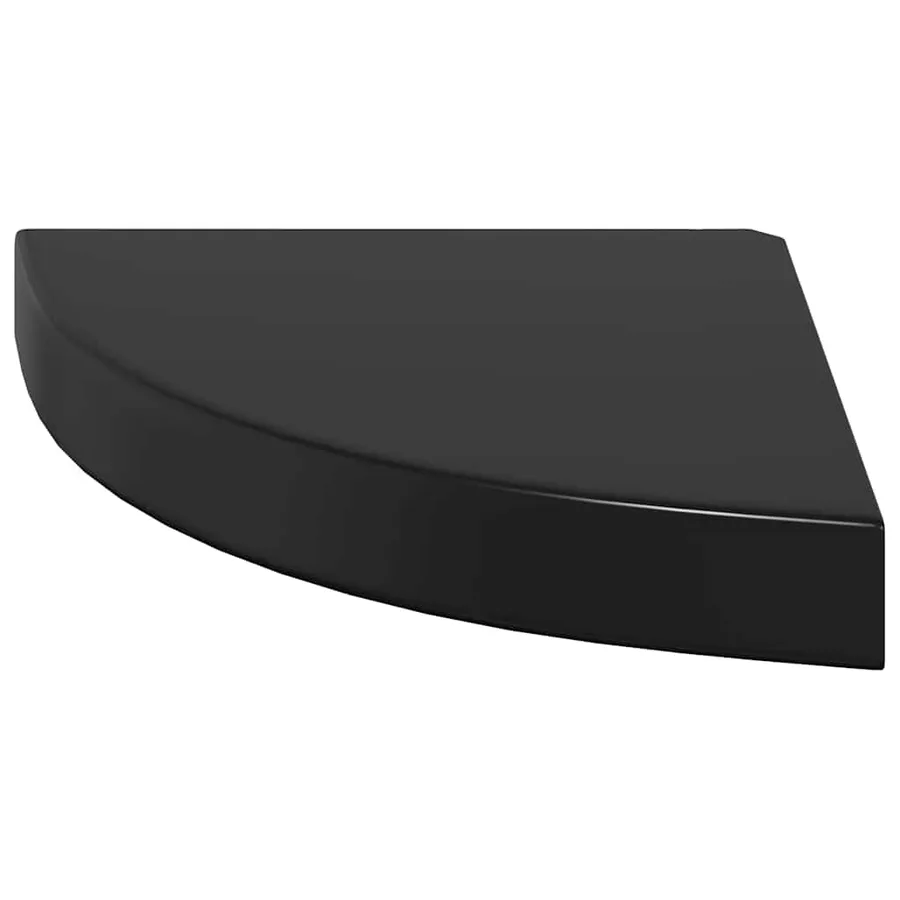 Étagères d'angle flottantes 4 pcs noir brillant 25x25x3,8cm MDF - 6