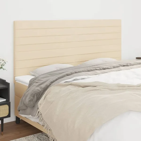 Tête de lit Crème 200x5x118/128 cm Tissu