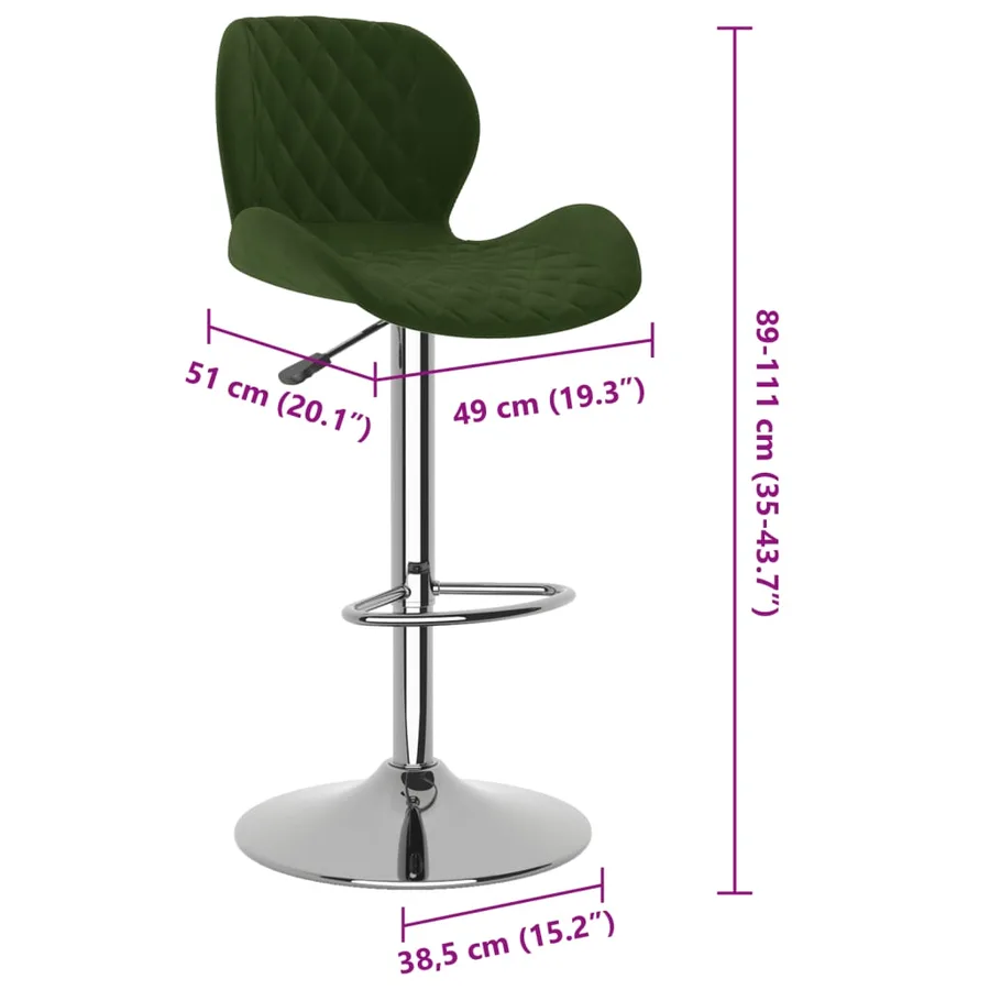 Tabourets de bar lot de 2 vert foncé velours - 9