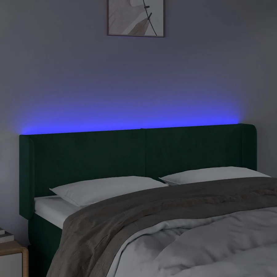 Tête de lit à LED Vert foncé 147x16x78/88 cm Velours - 4