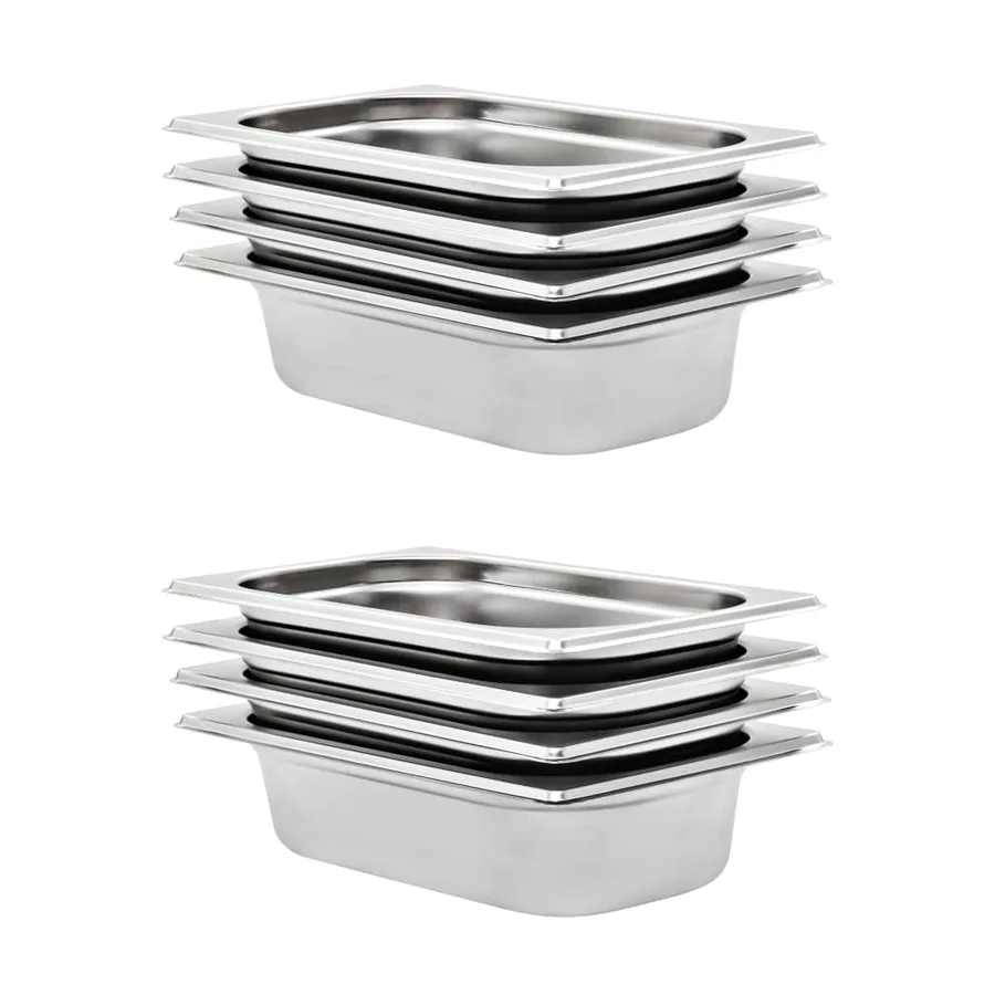 Récipients Gastronorm 8 pcs GN 1/4 65 mm Acier inoxydable