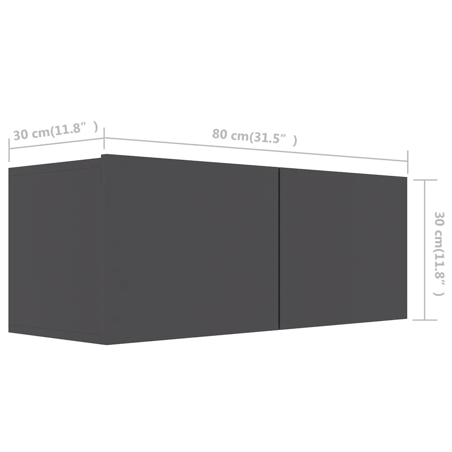 Meuble TV Gris 80x30x30 cm Bois d’ingénierie - 9