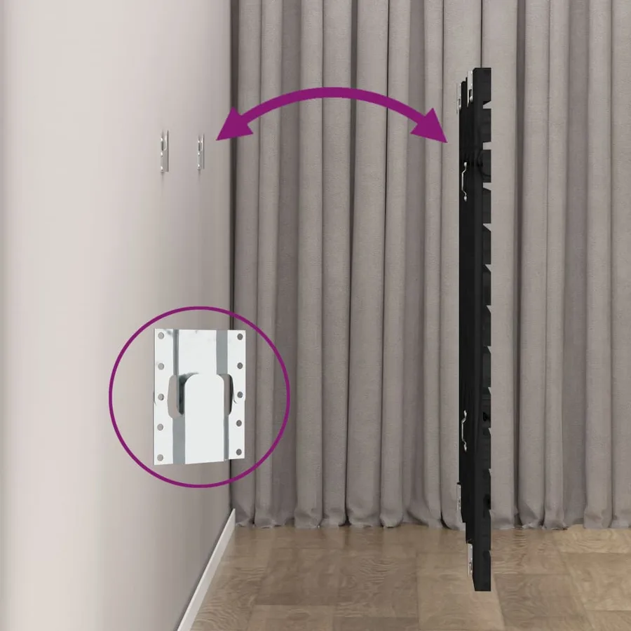 Tête de lit murale Noir 146x3x91,5 cm Bois massif de pin - 6