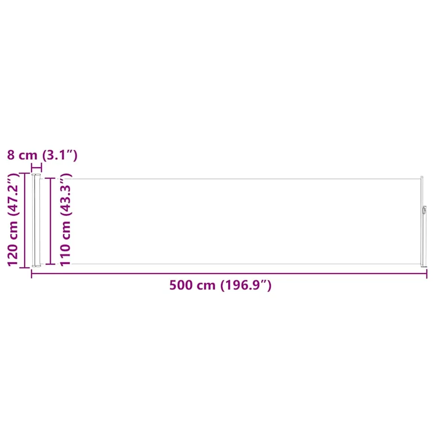 Auvent latéral rétractable de patio 120x500 cm Marron - 12
