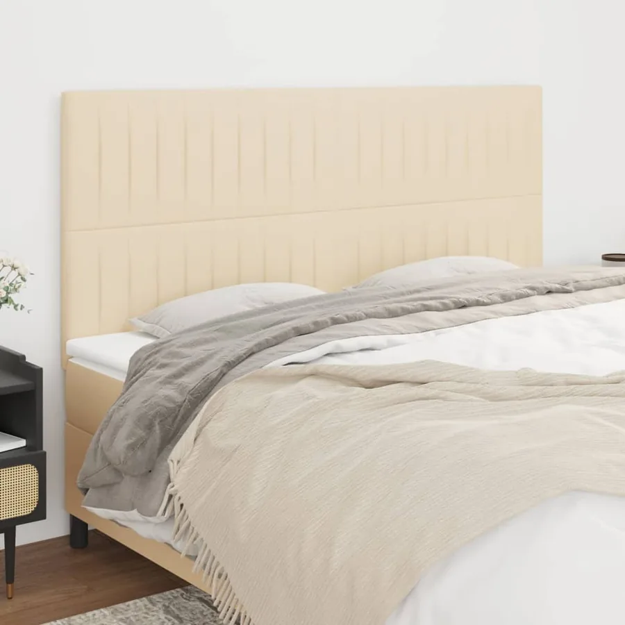 Tête de lit Crème 200x5x118/128 cm Tissu