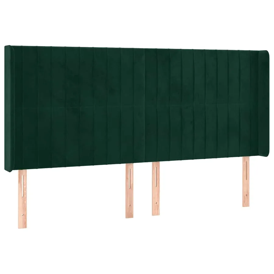 Tête de lit avec oreilles Vert foncé 203x16x118/128 cm Velours - 2