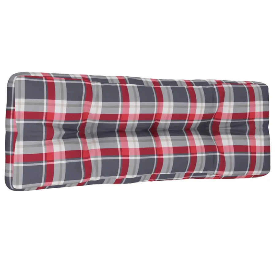 Coussin de palette motif à carreaux rouge 120x40x12 cm tissu - 4