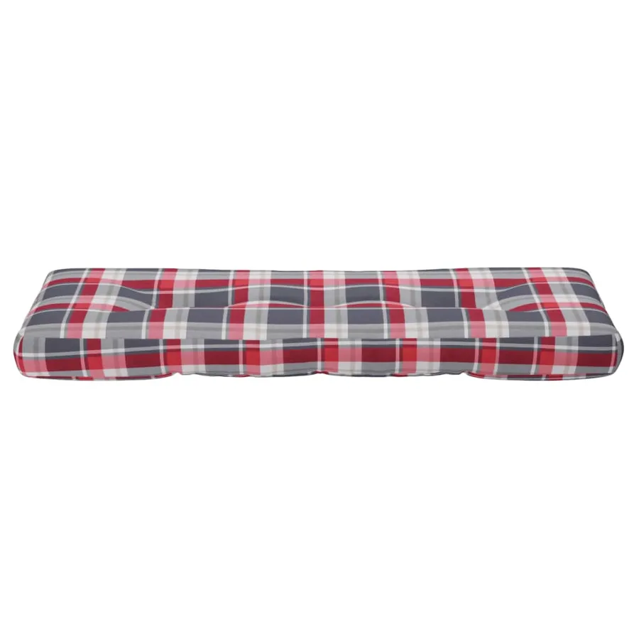 Coussin de palette motif à carreaux rouge 120x40x12 cm tissu - 5