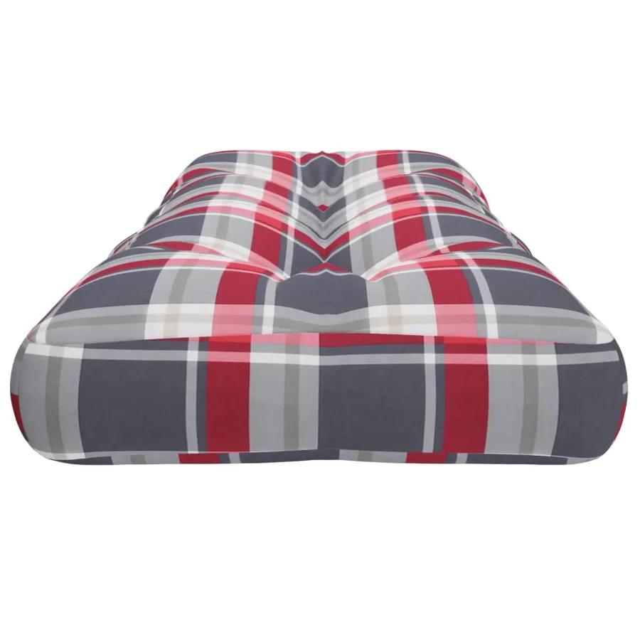 Coussin de palette motif à carreaux rouge 120x40x12 cm tissu - 6